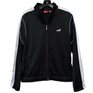 Puma Track Jacket Black with Blue and White Side Stripes Size XL